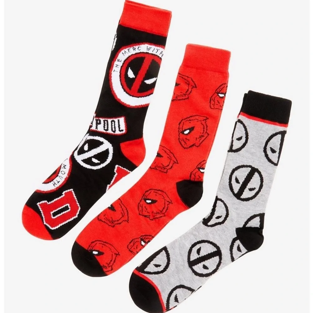 Marvel‎ Deadpool Taco Truck Crew Socks 3 Pair Hot Topic Disney MCU